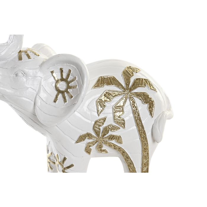 Figura Tropical DKD Home Decor Blanco Dorado 8 x 15 x 15 cm (2 Unidades) 1