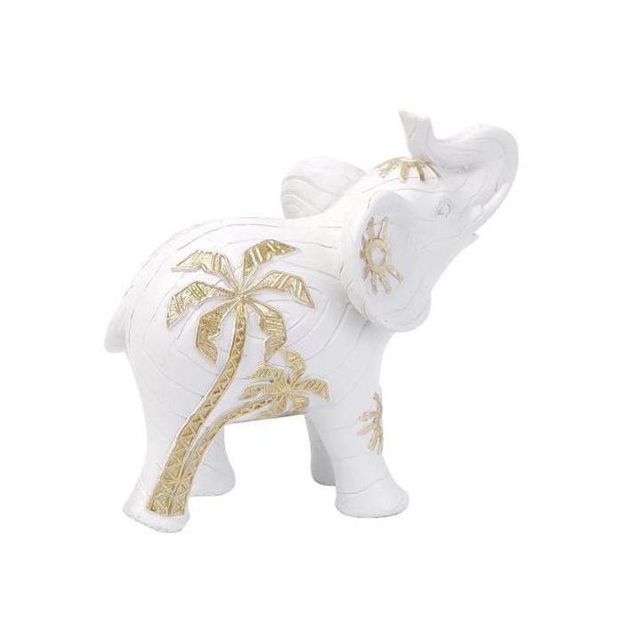 Figura Tropical DKD Home Decor Blanco Dorado 8 x 15 x 15 cm (2 Unidades)