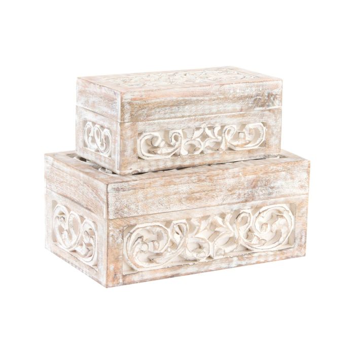 Caja Indio DKD Home Decor Marron Claro 15 x 11 x 25.5 cm Set de 2 (2 Unidades)