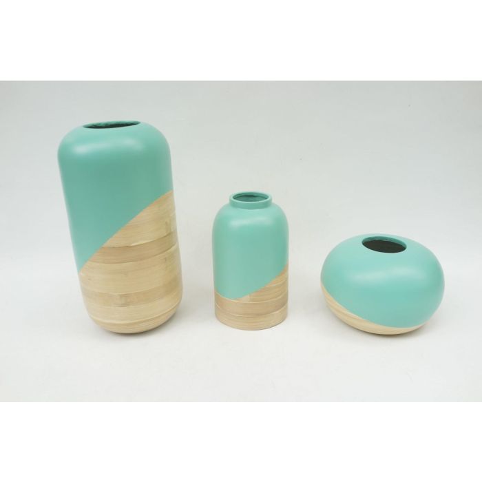 Jarron Urban DKD Home Decor Verde Menta Natural 20 x 41 x 20 cm Set de 3 (2 Unidades)