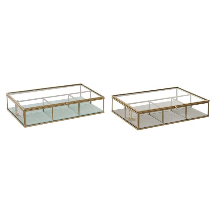 Joyero Chic DKD Home Decor Verde Menta Gris Claro 15 x 5.5 x 27 cm (2 Unidades) Joyero Chic DKD Home Decor Verde Menta Gris Claro 15 x 5.5 x 27 cm (2 Unidades)