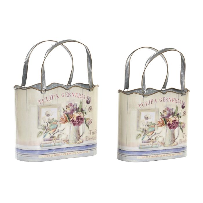 Macetero Shabby DKD Home Decor Rosa 14 x 38.5 x 29 cm Set de 2 (2 Unidades)