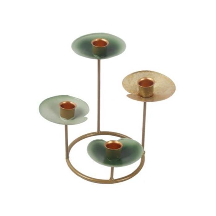 Candelabro Oriental DKD Home Decor Dorado Verde Menta 19 x 20 x 19 cm (2 Unidades)