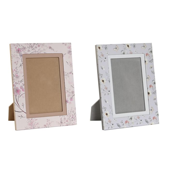 Marco Foto 10X15 Tradicional DKD Home Decor Rosa Palo Gris 2 x 21.5 x 16.5 cm (2 Unidades)