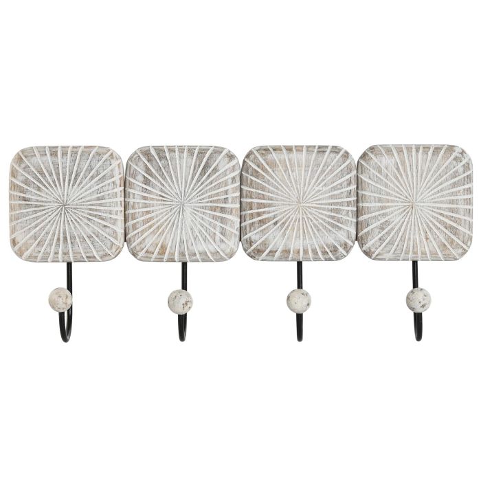 DKD Home Decor Perchero de Pared Indio Floral 3D de Mango y Hierro Blanco Natural | Ancho 41 x Alto 17 x Fondo 7 cm (Set de 2) DKD Home Decor Perchero de Pared Indio Floral 3D de Mango y Hierro Blanco Natural | Ancho 41 x Alto 17 x Fondo 7 cm (Set de 2)