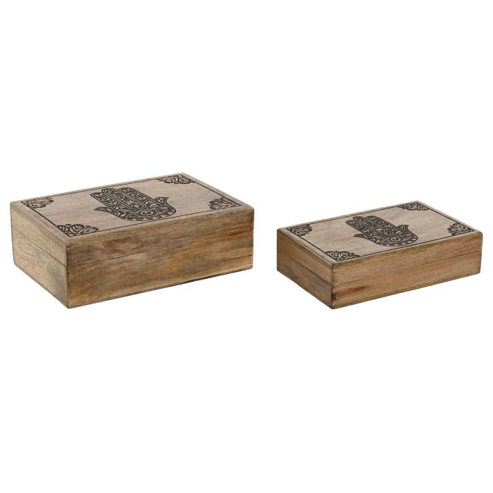 Caja Indio DKD Home Decor Natural Natural 18 x 8 x 25.5 cm Set de 2 (2 Unidades)