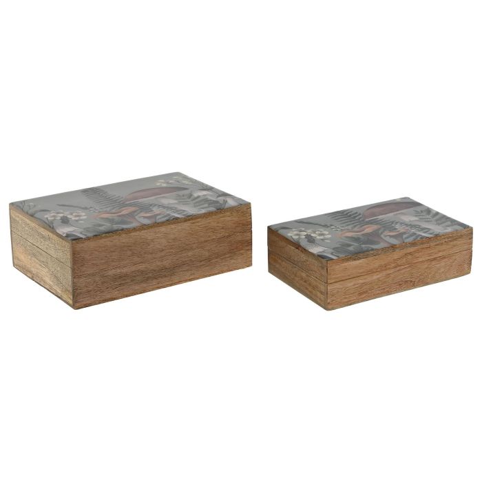 Caja Alpino DKD Home Decor Azul Natural 18 x 8 x 25.5 cm Set de 2 (2 Unidades)