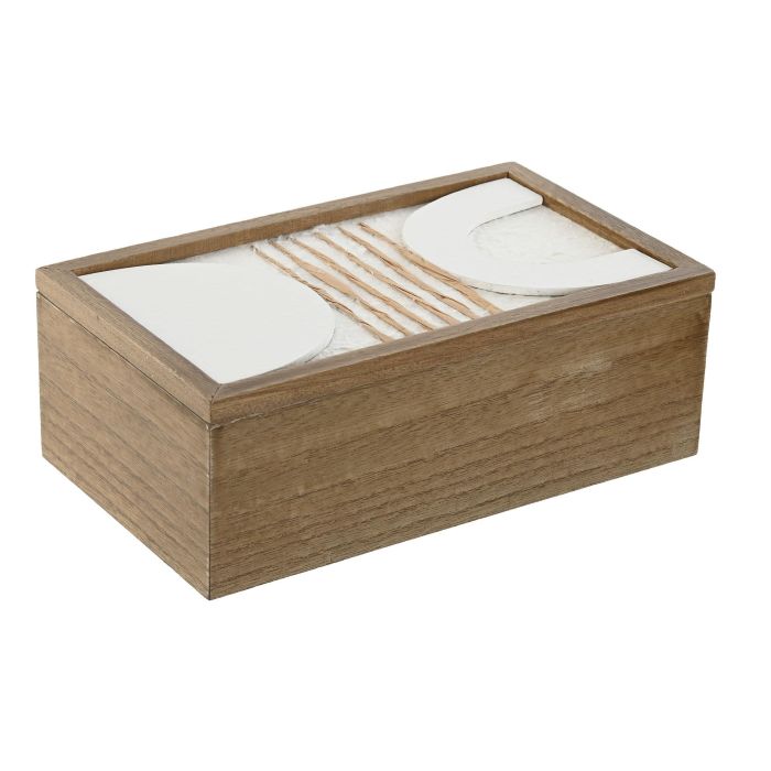 Caja Scandi DKD Home Decor Natural Blanco 13 x 8 x 22 cm (2 Unidades)