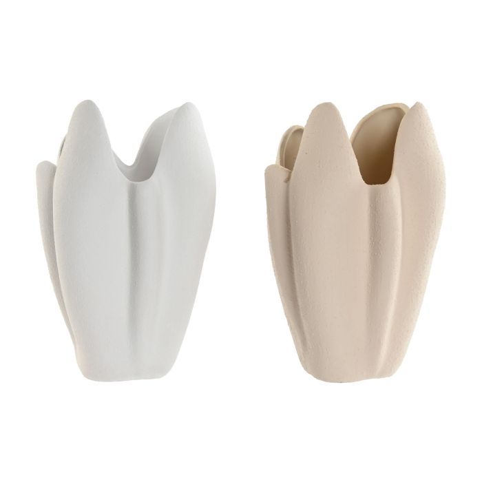 Jarron Scandi DKD Home Decor Blanco Beige 17 x 25.7 x 18 cm (2 Unidades) Jarron Scandi DKD Home Decor Blanco Beige 17 x 25.7 x 18 cm (2 Unidades)
