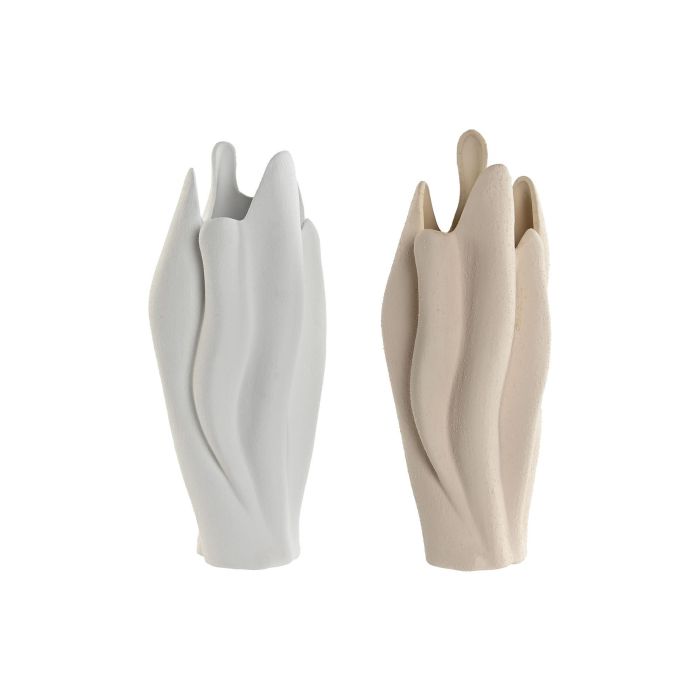 Jarron Scandi DKD Home Decor Blanco Beige 15.4 x 40.5 x 16.3 cm (2 Unidades) Jarron Scandi DKD Home Decor Blanco Beige 15.4 x 40.5 x 16.3 cm (2 Unidades)