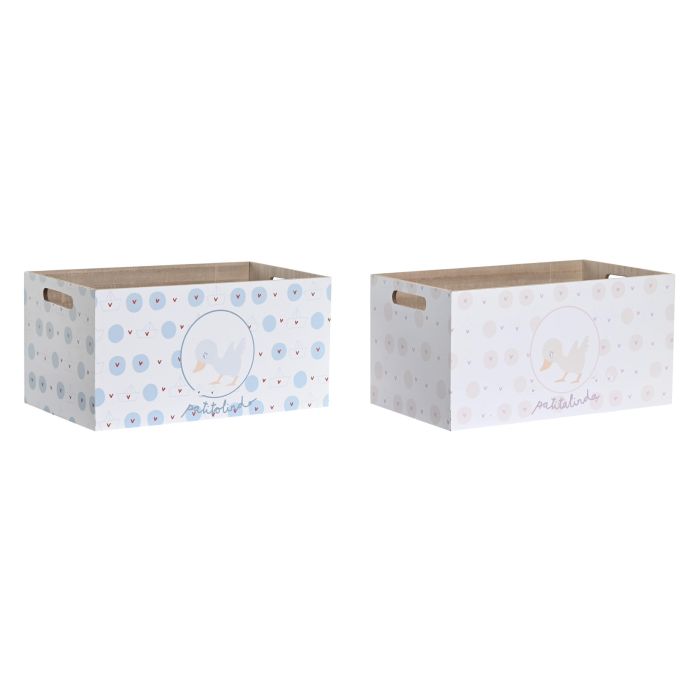 Caja Baby DKD Home Decor Rosa Azul 21 x 18 x 36 cm (2 Unidades)