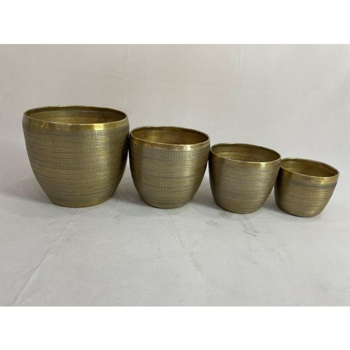 Macetero Moderno DKD Home Decor Dorado 16.5 x 15.5 x 16 cm Set de 4 (2 Unidades)