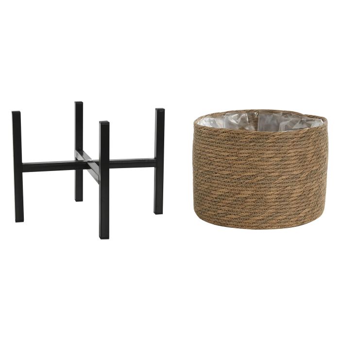 Macetero Tropical DKD Home Decor Natural Negro 32.5 x 33 x 32.5 cm Set de 2 (2 Unidades) 3