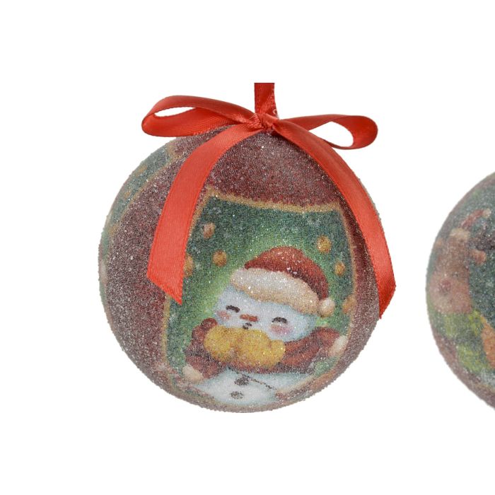 Bola Decoracion Navidad Tradicional DKD Home Decor Verde Rojo 7.5 x 7.5 cm Set de 7 (2 Unidades) 2