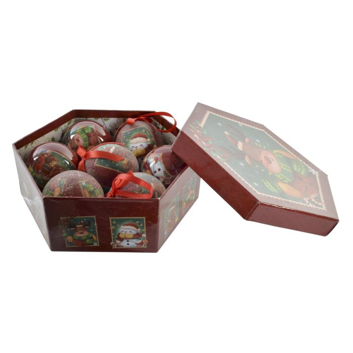 Bola Decoracion Navidad Tradicional DKD Home Decor Verde Rojo 7.5 x 7.5 cm Set de 7 (2 Unidades) 3