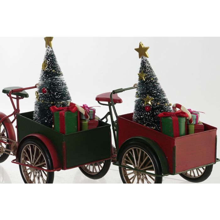 Bicicleta Navidad Tradicional DKD Home Decor Rojo Verde 11.5 x 20 x 24 cm (2 Unidades) 1