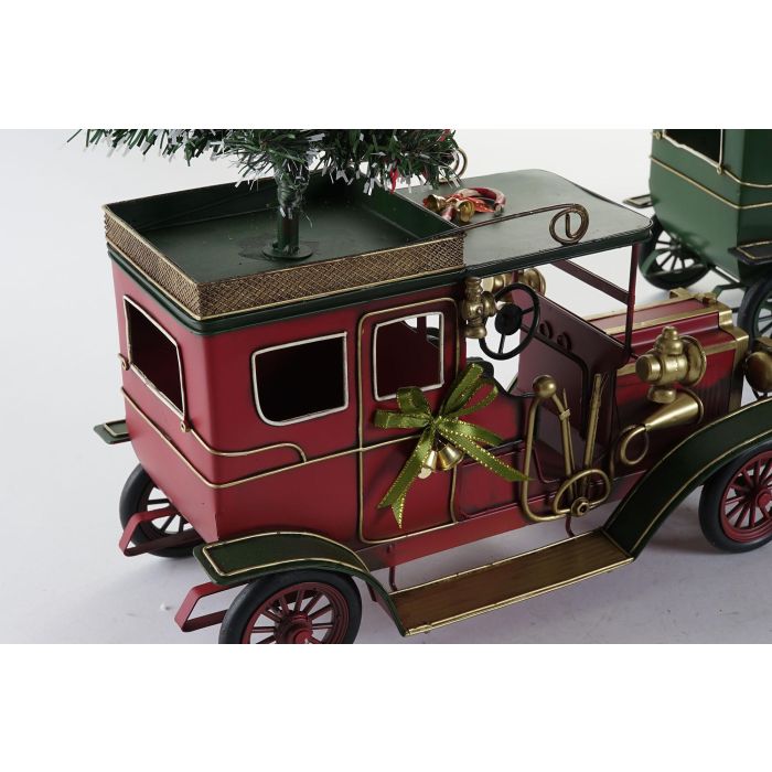 Coche Navidad Tradicional DKD Home Decor Rojo Verde 17 x 49 x 39 cm (2 Unidades) 2