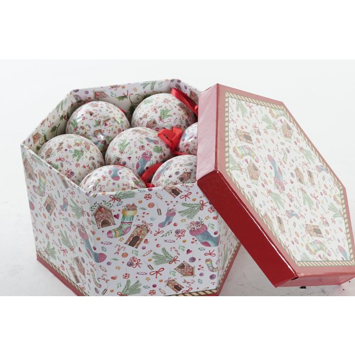 Bola Decoracion Navidad Tradicional DKD Home Decor Blanco Multicolor 7.5 x 12 x 7.5 cm Set de 7 (2 Unidades) 3