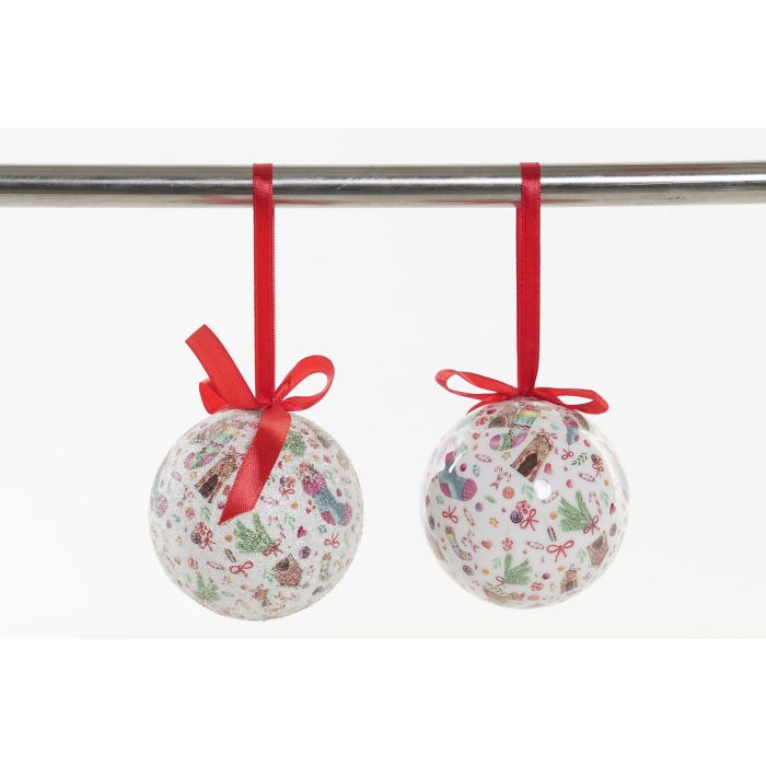 Bola Decoracion Navidad Tradicional DKD Home Decor Blanco Multicolor 7.5 x 12 x 7.5 cm Set de 7 (2 Unidades)