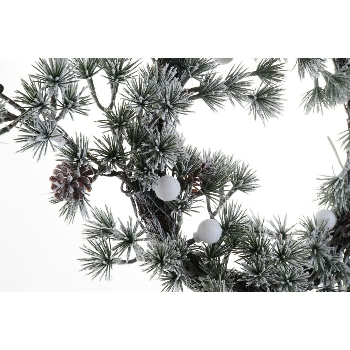 Corona Navidad Alpina DKD Home Decor Verde Blanco 6 x 56 x 56 cm (2 Unidades) 2