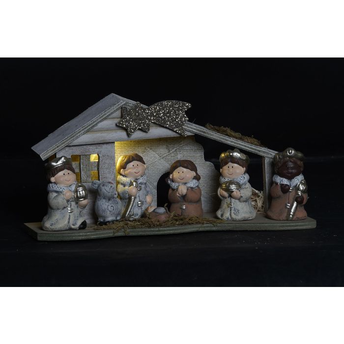 Nacimiento Navidad Tradicional DKD Home Decor Marron Gris 10 x 15 x 30 cm (2 Unidades) 1