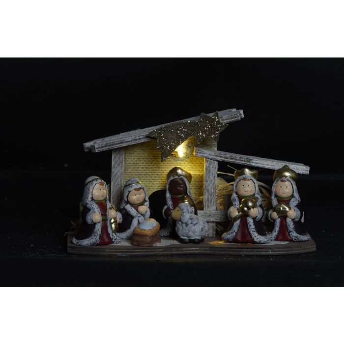 Nacimiento Navidad Tradicional DKD Home Decor Gris Dorado 12 x 15.5 x 26 cm (2 Unidades) 1