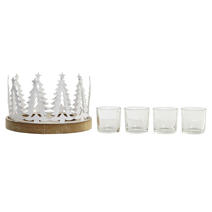 Portavela Navidad Alpina DKD Home Decor Blanco Natural 18.5 x 11.5 x 18.5 cm (2 Unidades) 2