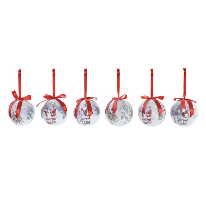 Bola Decoracion Navidad Tradicional DKD Home Decor Blanco Rojo 25 x 16 x 25 cm Set de 14 (2 Unidades)