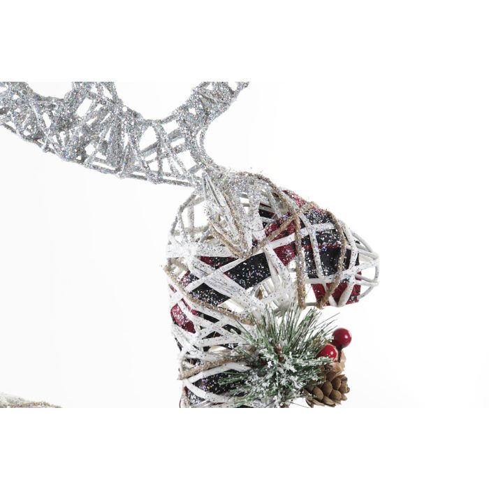 Reno Navidad Alpina DKD Home Decor Natural Blanco 14 x 40 x 30 cm (2 Unidades) 2