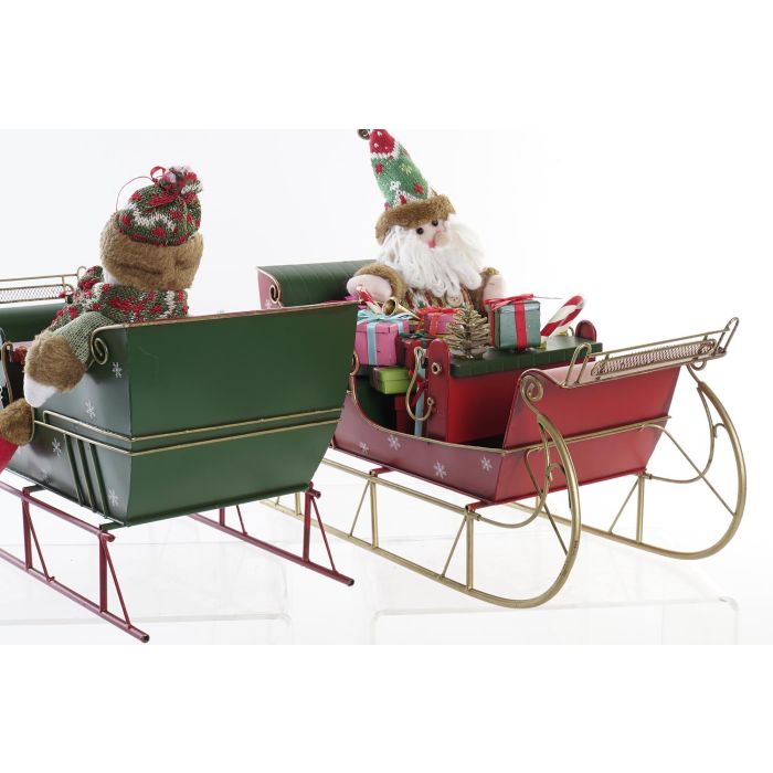 Vehiculo Decoracion Navidad Tradicional DKD Home Decor Rojo Verde 19 x 35 x 38 cm (2 Unidades) 1