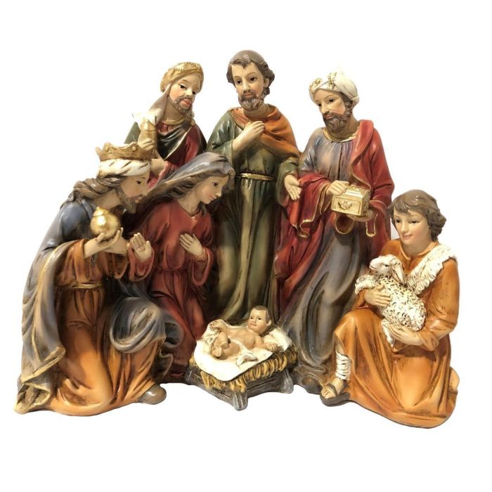 Nacimiento Navidad Tradicional DKD Home Decor 12.5 x 19.5 x 23 cm (2 Unidades) 1