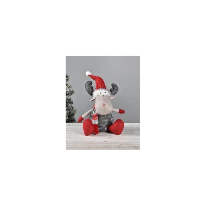 Figura Navidad Tradicional DKD Home Decor Gris Rojo 19 x 35 x 22 cm (2 Unidades)