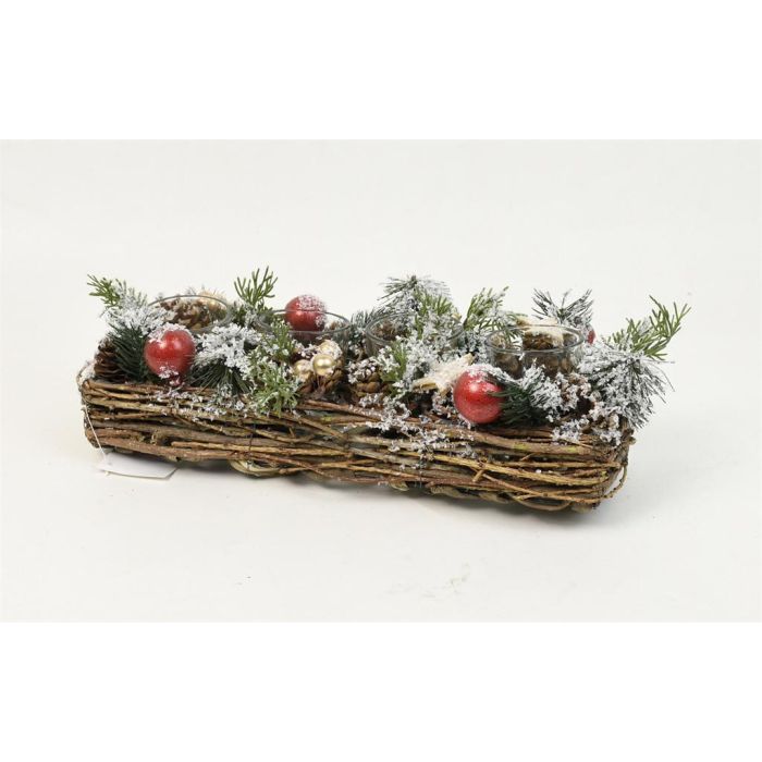 Portavela Navidad Tradicional DKD Home Decor Rojo Natural 13 x 10 x 31 cm (2 Unidades)