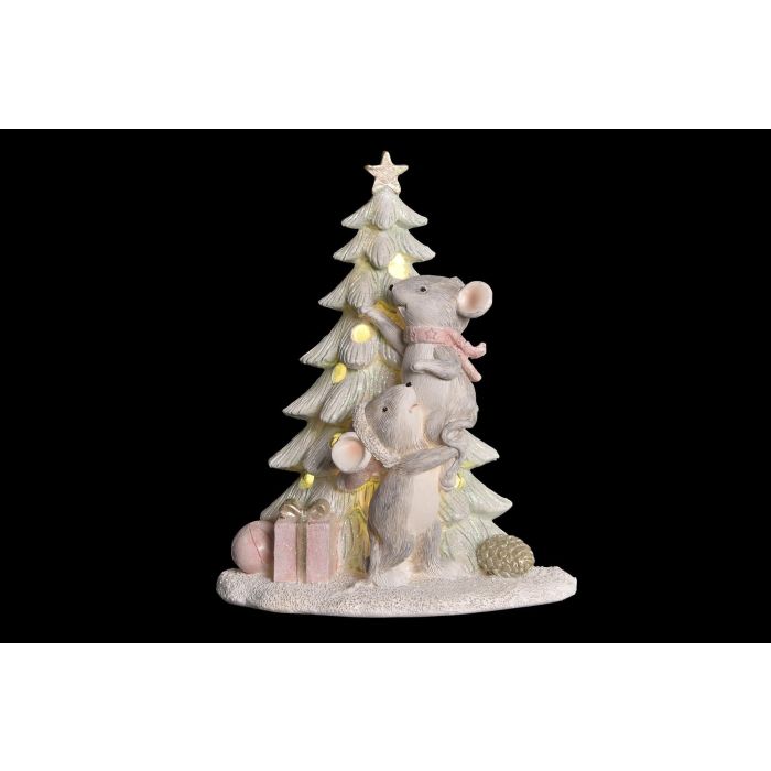 Figura Navidad Fantasia DKD Home Decor Verde Gris 8.5 x 16 x 13 cm (2 Unidades) 1