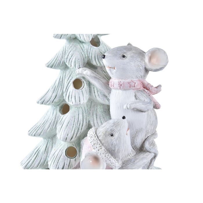 Figura Navidad Fantasia DKD Home Decor Verde Gris 8.5 x 16 x 13 cm (2 Unidades) 2