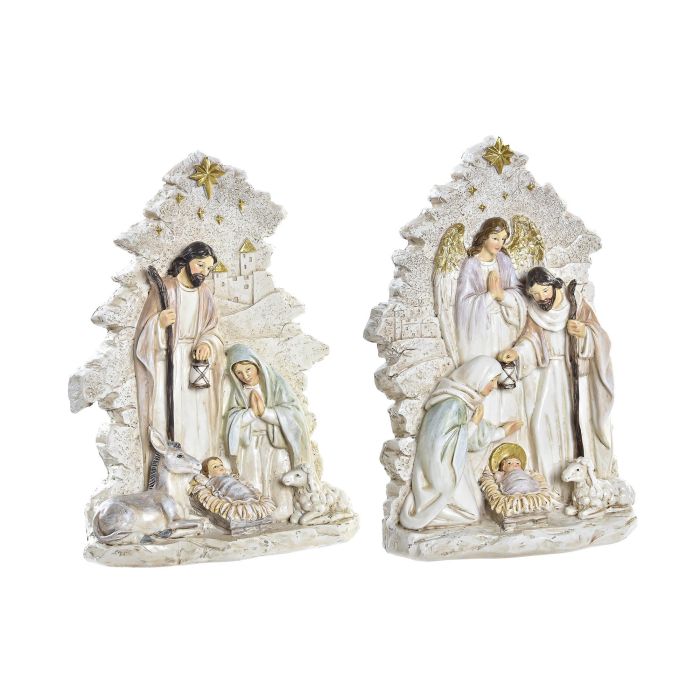 Nacimiento Navidad Tradicional DKD Home Decor Beige Multicolor 7 x 23.5 x 17 cm (2 Unidades)