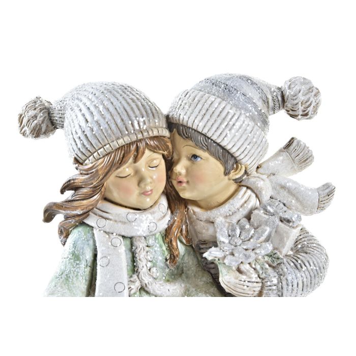 Figura Navidad Moderna DKD Home Decor Gris Blanco 7.5 x 18.5 x 13.5 cm (2 Unidades) 1