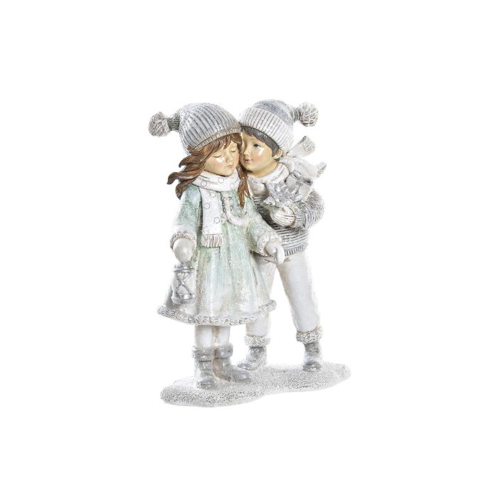 Figura Navidad Moderna DKD Home Decor Gris Blanco 7.5 x 18.5 x 13.5 cm (2 Unidades)