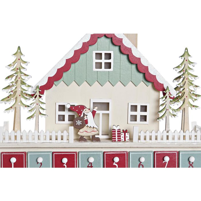 Calendario Adviento Navidad Fantasia DKD Home Decor Rojo Verde 8 x 33 x 32 cm (2 Unidades) 2