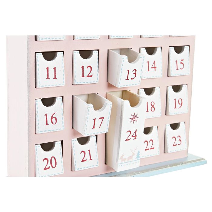 Calendario Adviento Navidad Fantasia DKD Home Decor Rojo Blanco 7 x 40 x 27 cm (2 Unidades) 1