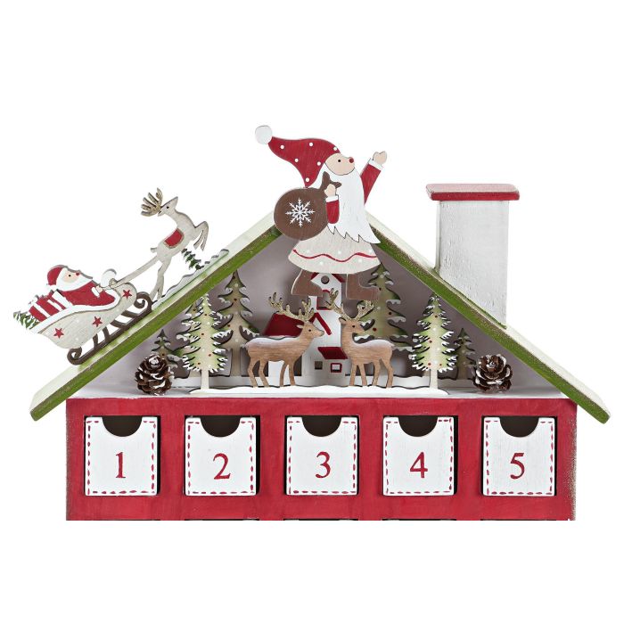 Calendario Adviento Navidad Fantasia DKD Home Decor Rojo Blanco 7 x 40 x 27 cm (2 Unidades) 2