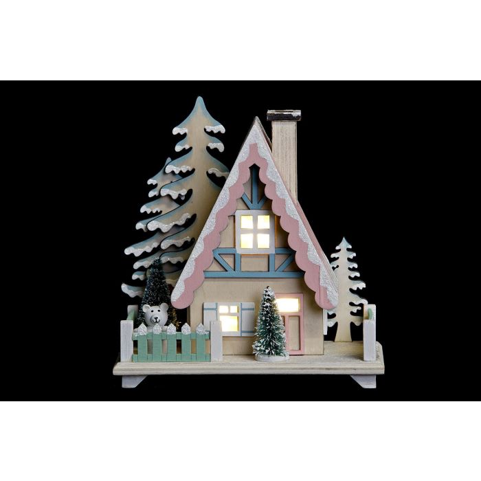 Casa Navidad Fantasia DKD Home Decor Rosa Marron 10 x 17 x 15 cm (2 Unidades) 1