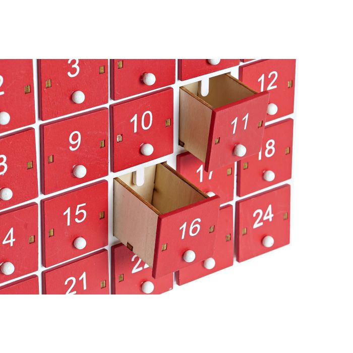 Calendario Adviento Navidad Tradicional DKD Home Decor Rojo Blanco 7 x 27 x 30 cm (2 Unidades) 2