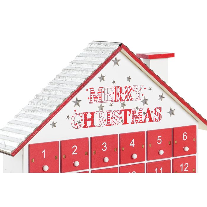Calendario Adviento Navidad Tradicional DKD Home Decor Rojo Blanco 7 x 27 x 30 cm (2 Unidades) 3