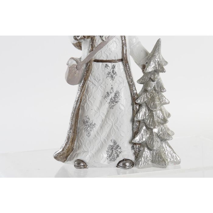 Figura Navidad Moderna DKD Home Decor Blanco Plateado 8 x 19.5 x 12.5 cm (2 Unidades) 2