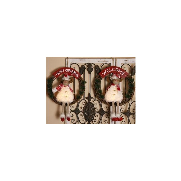 Decoracion Colgante Navidad Tradicional DKD Home Decor Rojo Blanco 10 x 50 x 38 cm (2 Unidades)