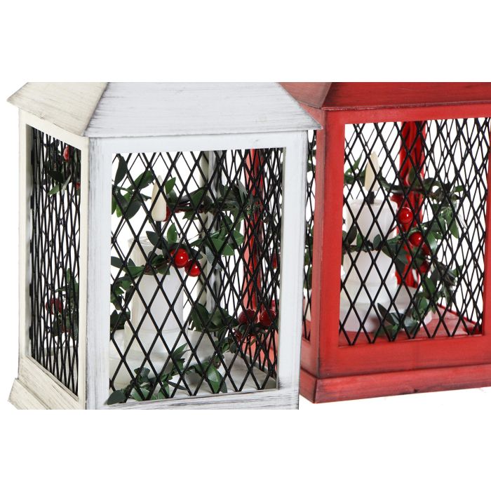 Farola Navidad Tradicional DKD Home Decor Rojo Blanco 10.5 x 24 x 10.5 cm (2 Unidades) 2