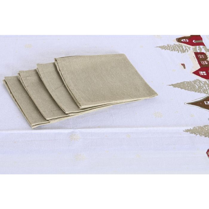 Mantel Navidad Tradicional DKD Home Decor Blanco Rojo 150 x 0.2 x 150 cm Set de 5 (2 Unidades) 2