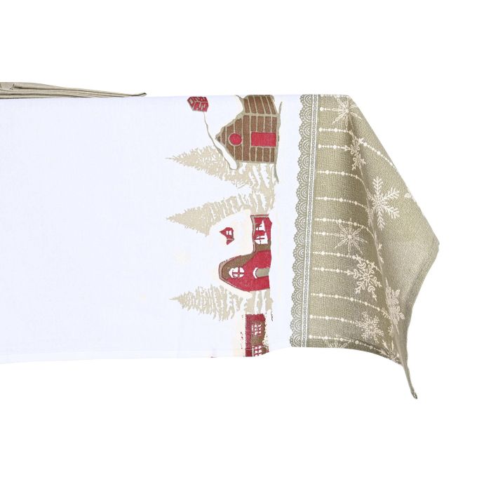 Mantel Navidad Tradicional DKD Home Decor Blanco Rojo 150 x 0.2 x 150 cm Set de 5 (2 Unidades) 3