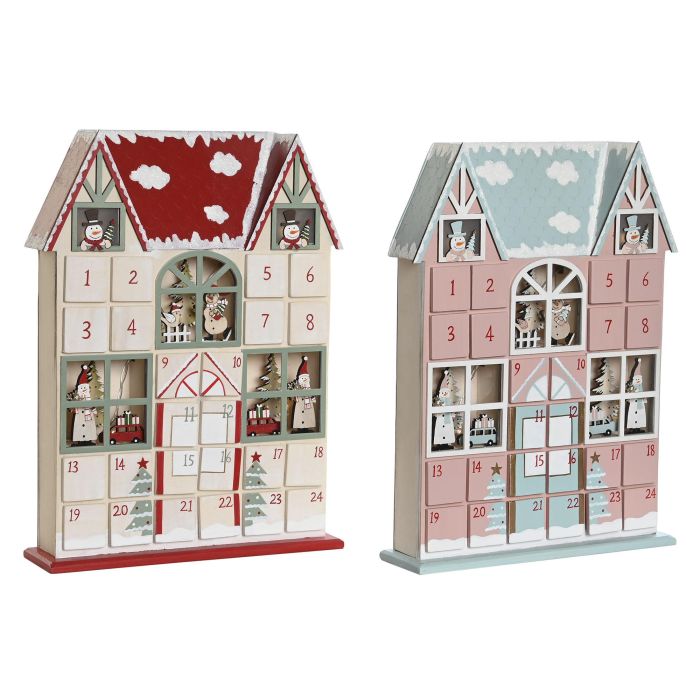 Calendario Adviento Navidad Tradicional DKD Home Decor Rojo Rosa 7 x 34.5 x 26 cm (2 Unidades) 4